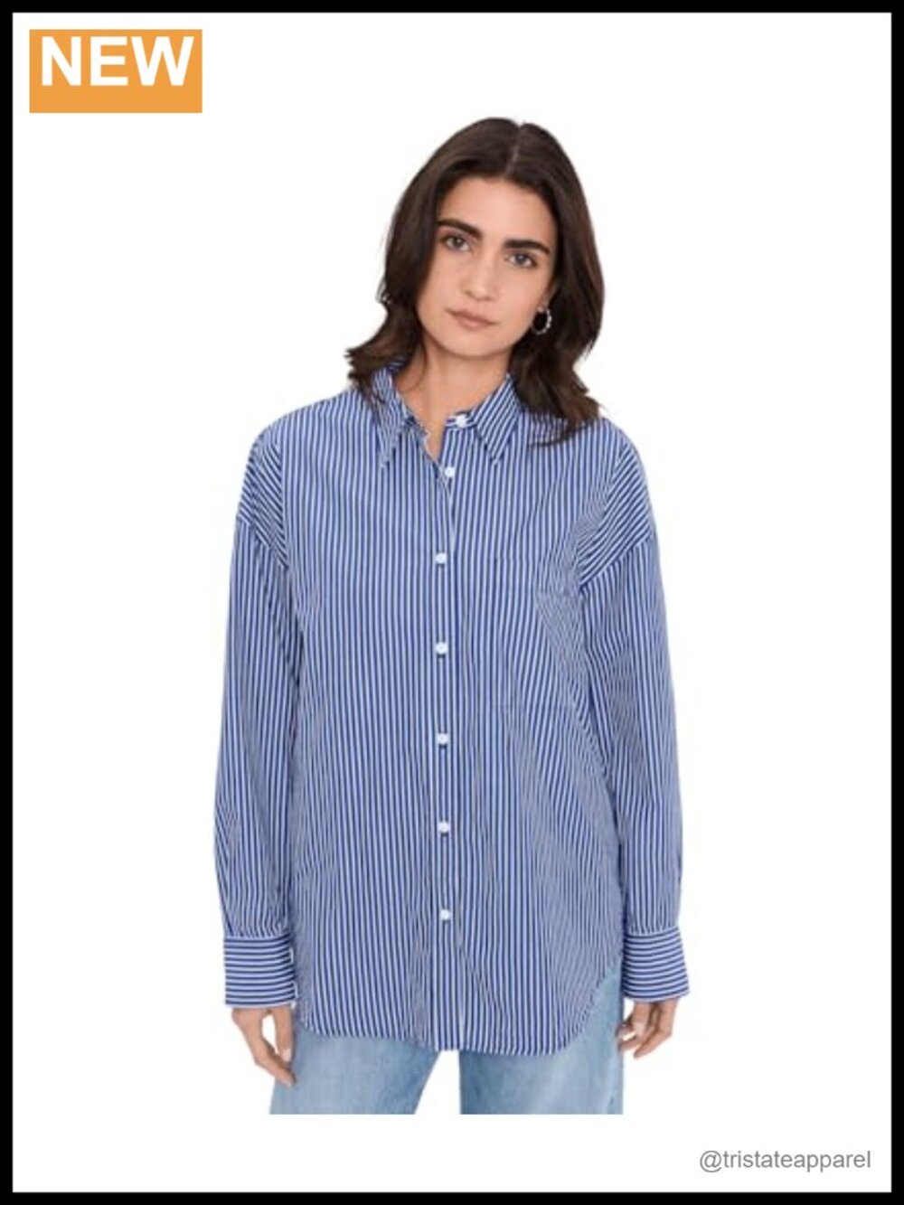 Organic Cotton Poplin Relaxed Button Down Shirt Long Sleeve